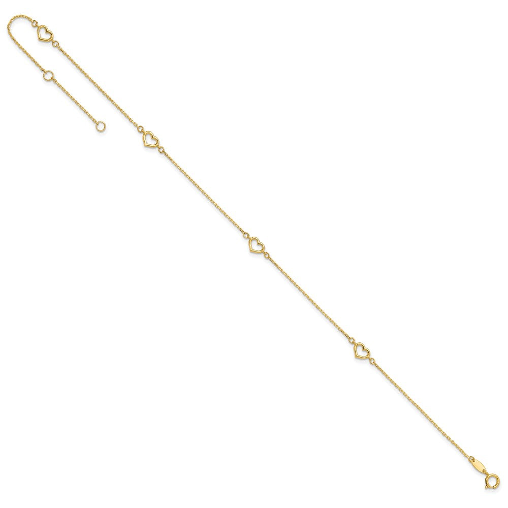 14K Heart 10in Plus 1in ext. Anklet