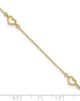 14K Heart 10in Plus 1in ext. Anklet