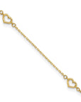 14K Heart 10in Plus 1in ext. Anklet