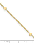 14K Polished Hearts 10in Plus 1in ext. Anklet