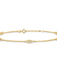 14K Polished Fancy Filigree Link 9in Plus 1 in ext. Anklet