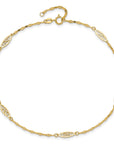 14K Polished Fancy Filigree Link 9in Plus 1 in ext. Anklet