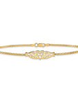 14k Polished Filigree Heart 10inch Anklet