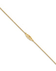 14k Polished Filigree Heart 10inch Anklet