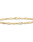 14k Polished and Diamond-cut 9in  Anklet