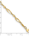 14k Polished and Diamond-cut 9in  Anklet