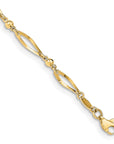 14k Polished and Diamond-cut 9in  Anklet