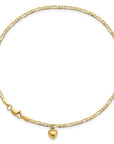 14k Figaro Link with Dangling Heart Anklet