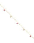 14k Enameled Butterfly 9in Plus 1in Ext Anklet