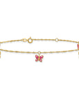 14k Enameled Butterfly 9in Plus 1in Ext Anklet