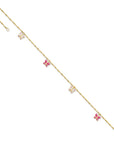 14k Enameled Butterfly 9in Plus 1in Ext Anklet