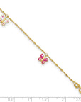 14k Enameled Butterfly 9in Plus 1in Ext Anklet