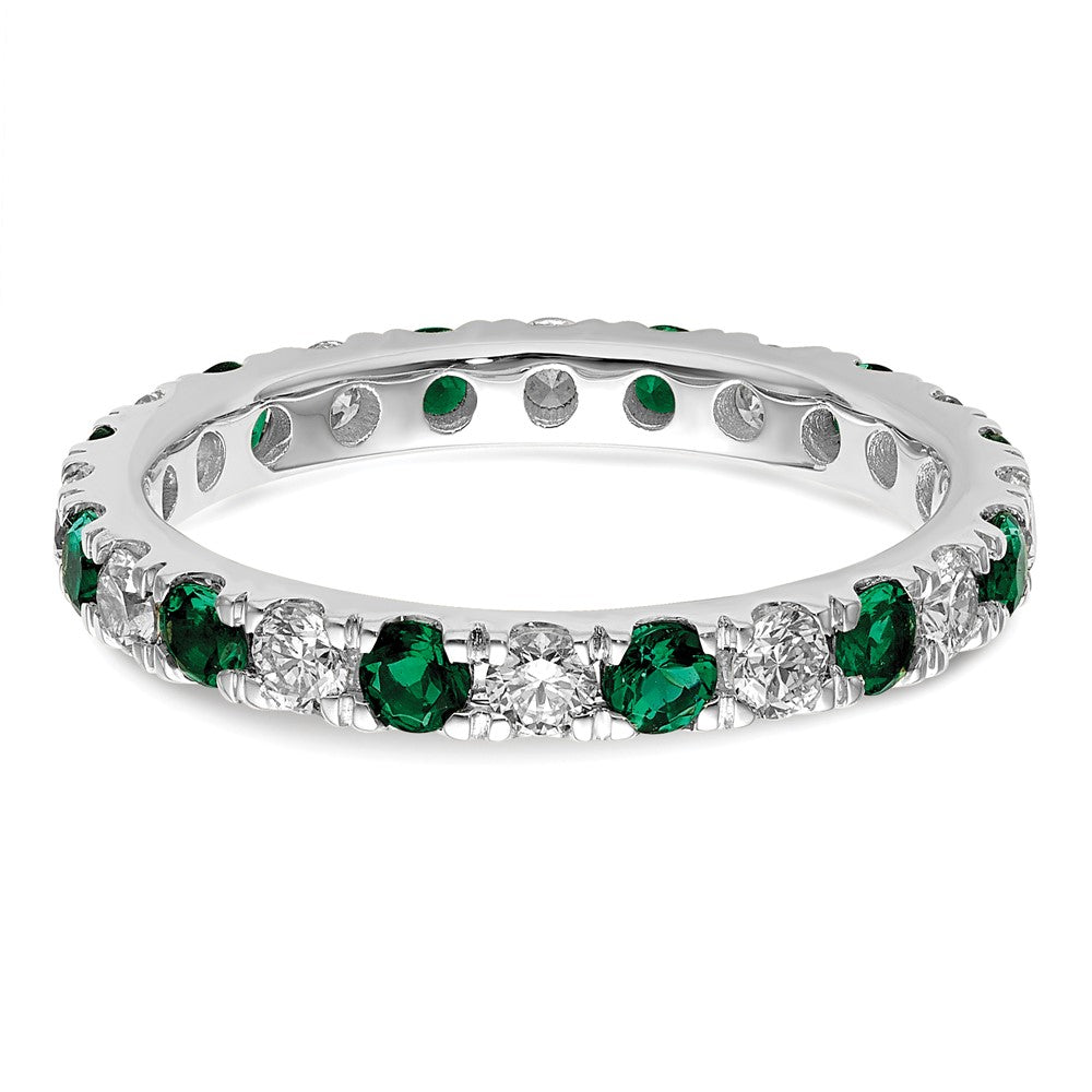 14K White Gold Lab Grown Dia VS/SI GH &amp; Cr Emerald Eternity Band