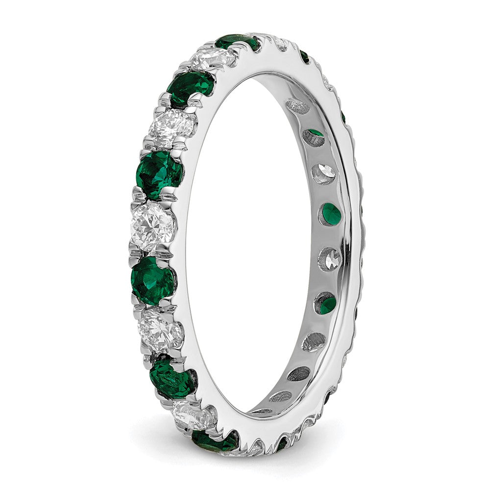 14K White Gold Lab Grown Dia VS/SI GH &amp; Cr Emerald Eternity Band