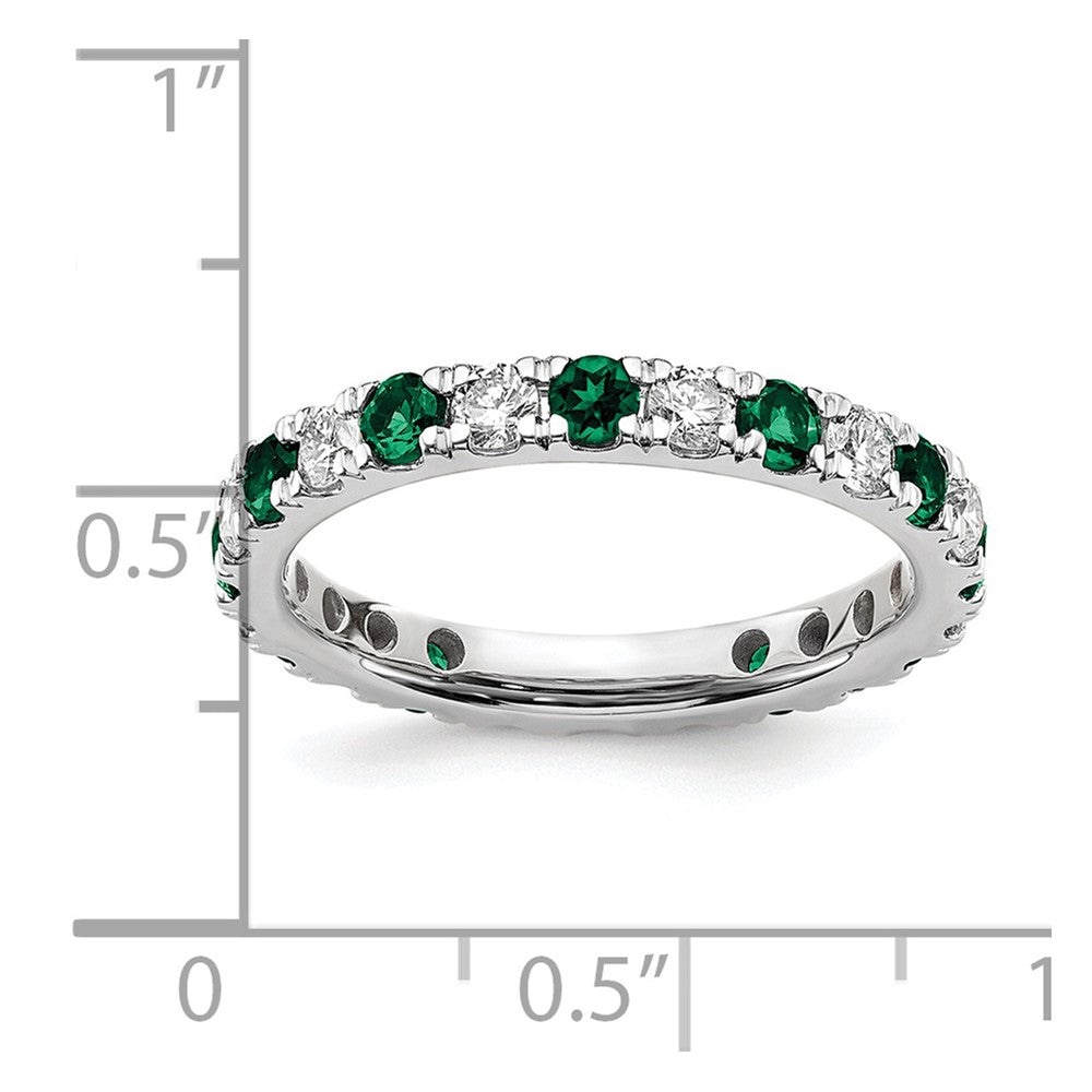 14K White Gold Lab Grown Dia VS/SI GH &amp; Cr Emerald Eternity Band