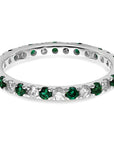 14K White Gold Lab Grown Dia VS/SI GH & Cr Emerald Eternity Band