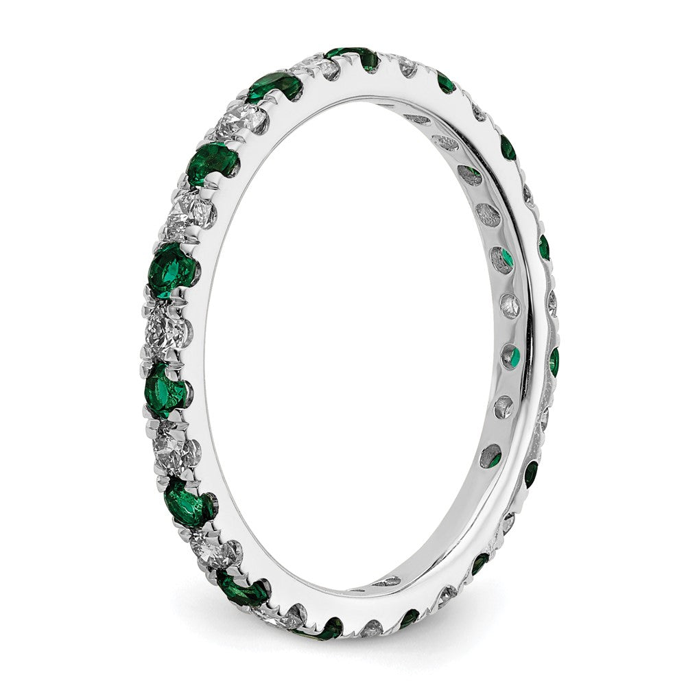 14K White Gold Lab Grown Dia VS/SI GH &amp; Cr Emerald Eternity Band