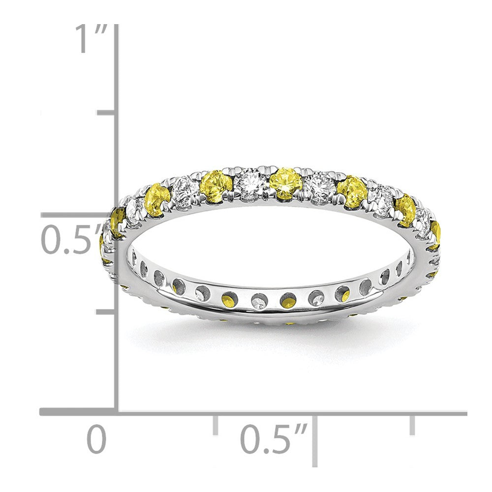 14K White Gold Lab Grown Dia VS/SI GH &amp; Cr Yellow Sapp Eternity B