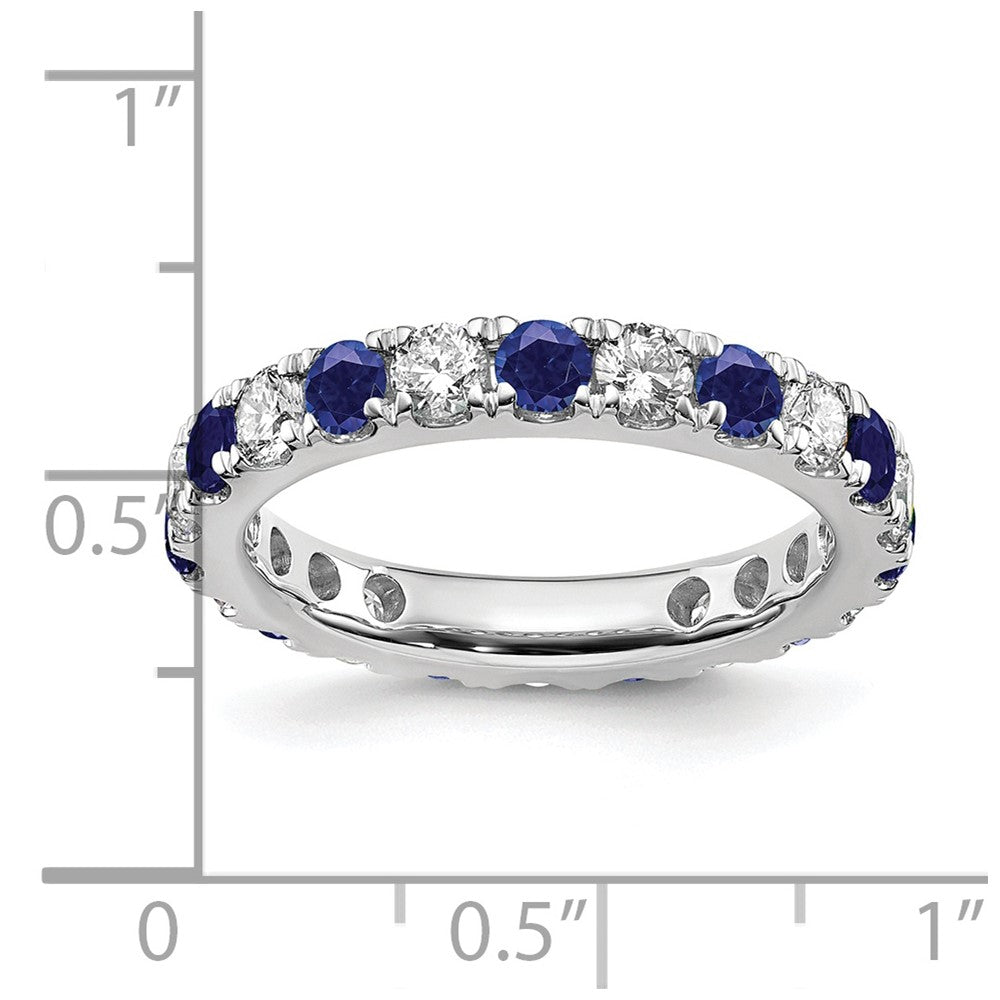 14K White Gold Lab Grown Dia VS/SI GH &amp; Cr Blue Sapp Eternity Ban