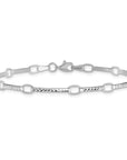 14k White Gold Polished and Textured Fancy Link Bracelet