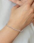 14k White Gold Polished and Textured Fancy Link Bracelet