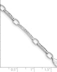 14k White Gold Polished and Textured Fancy Link Bracelet