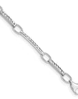 14k White Gold Polished and Textured Fancy Link Bracelet