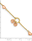 14k Two-tone Diamond-cut Hearts w/1in Ext. Bracelet