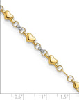 14K Two-tone Polished D/C Heart 7.5in Bracelet