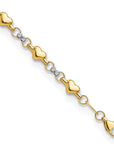 14K Two-tone Polished D/C Heart 7.5in Bracelet