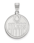 10k White Gold NHL LogoArt Edmonton Oilers Large Pendant