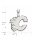 14k White Gold NHL LogoArt Calgary Flames Letter C Large Pendant