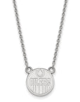 14k White Gold NHL LogoArt Edmonton Oilers Small Pendant 18 inch Necklace