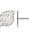 14k White Gold NHL LogoArt New Jersey Devils Small Post Earrings