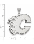 14k White Gold NHL LogoArt Calgary Flames Letter C Extra Large Pendant