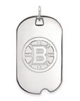 14k White Gold NHL LogoArt Boston Bruins Large Dog Tag Pendant