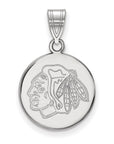 14k White Gold NHL LogoArt Chicago Blackhawks Medium Disc Pendant