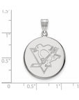 14k White Gold NHL LogoArt Pittsburgh Penguins Large Disc Pendant