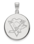 14k White Gold NHL LogoArt Pittsburgh Penguins Large Disc Pendant